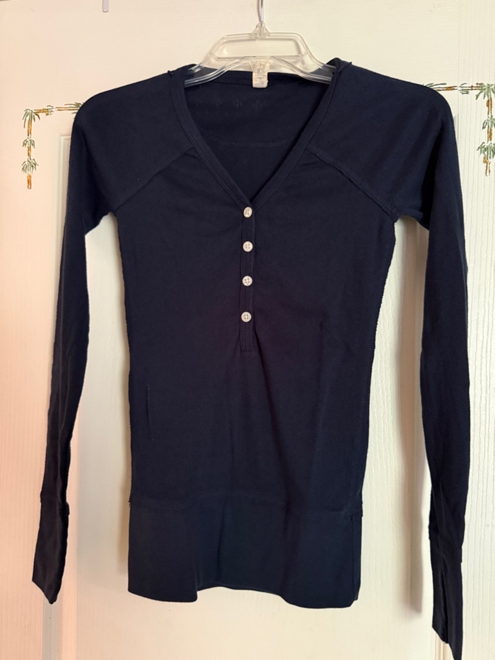 Old Navy Navy Long Sleeve Henley Top